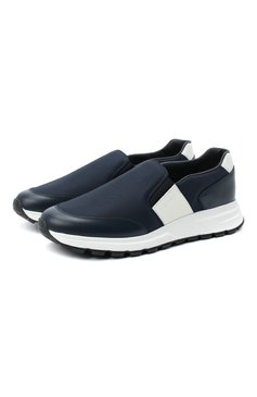 Мужские комбинированные кроссовки PRADA синего цвета, арт. 4D3516-3L1K-F0Q8A-G000 | Фото 1 (Материал внешний: Текстиль; Стили: Классический; Материал утеплителя: Без утеплителя; Подошва: Массивная)