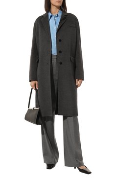 Женская хлопковая рубашка HELMUT LANG голубого цвета, арт. M06HW502 | Фото 2 (Рукава: Длинные; Принт: Без принта; Женское Кросс-КТ: Рубашка-одежда; Длина (для топов): Удлиненные; Материал сплава: Проставлено; Нос: Не проставлено; Материал внешний: Хлопок; Драгоценные камни: Проставлено; Стили: Кэжуэл)