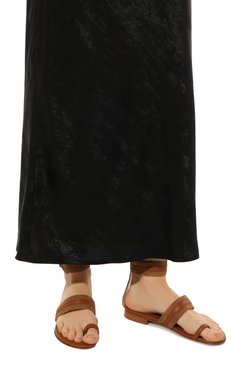 Женские кожаные сандалии KITON коричневого цвета, арт. D55803X04R99 | Фото 3 (Каблук высота: Низкий; Материал внутренний: Натуральная кожа; Материал сплава: Проставлено; Подошва: Плоская; Драгоценные камни: Проставлено)