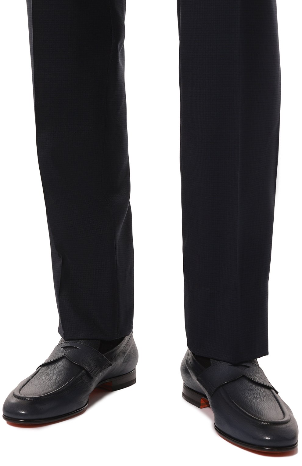 Мужские кожаные пенни-лоферы SANTONI темно-синего цвета, арт. MCNG18104LA3SSDSU59 | Фото 3 (Материал внутренний: Натуральная кожа; Стили: Классический)