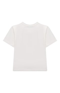 Детская хлопковая футболка MOSCHINO белого цвета, арт. H4M02T/LBA11/4A-8A | Фото 2 (Девочки Кросс-КТ: футболка-одежда; Рукава: Короткие; Материал сплава: Проставлено; Материал внешний: Хлопок; Драгоценные камни: Проставлено)