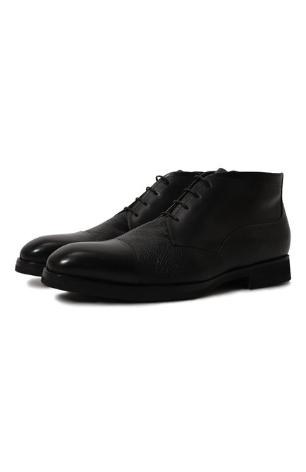 Мужские кожаные ботинки BARRETT черного цвета, арт. 212U028.1/VITELL0 F | Фото 1 (Материал внешний: Кожа; Материал утеплителя: Натуральный мех; Мужское Кросс-КТ: Ботинки-обувь)