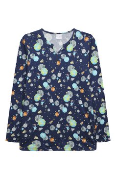Женская хлопковая пижама AMIKI CHILDREN синего цвета, арт. CHRIS | Фото 2 (Рукава: Длинные; Материал сплава: Проставлено; Материал внешний: Хлопок; Драгоценные камни: Проставлено)