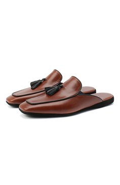 Мужского кожаные домашние туфли FARFALLA коричневого цвета, арт. D5KN | Фото 1 (Материал внутренний: Натуральная кожа; Мужское Кросс-КТ: тапочки-обувь)