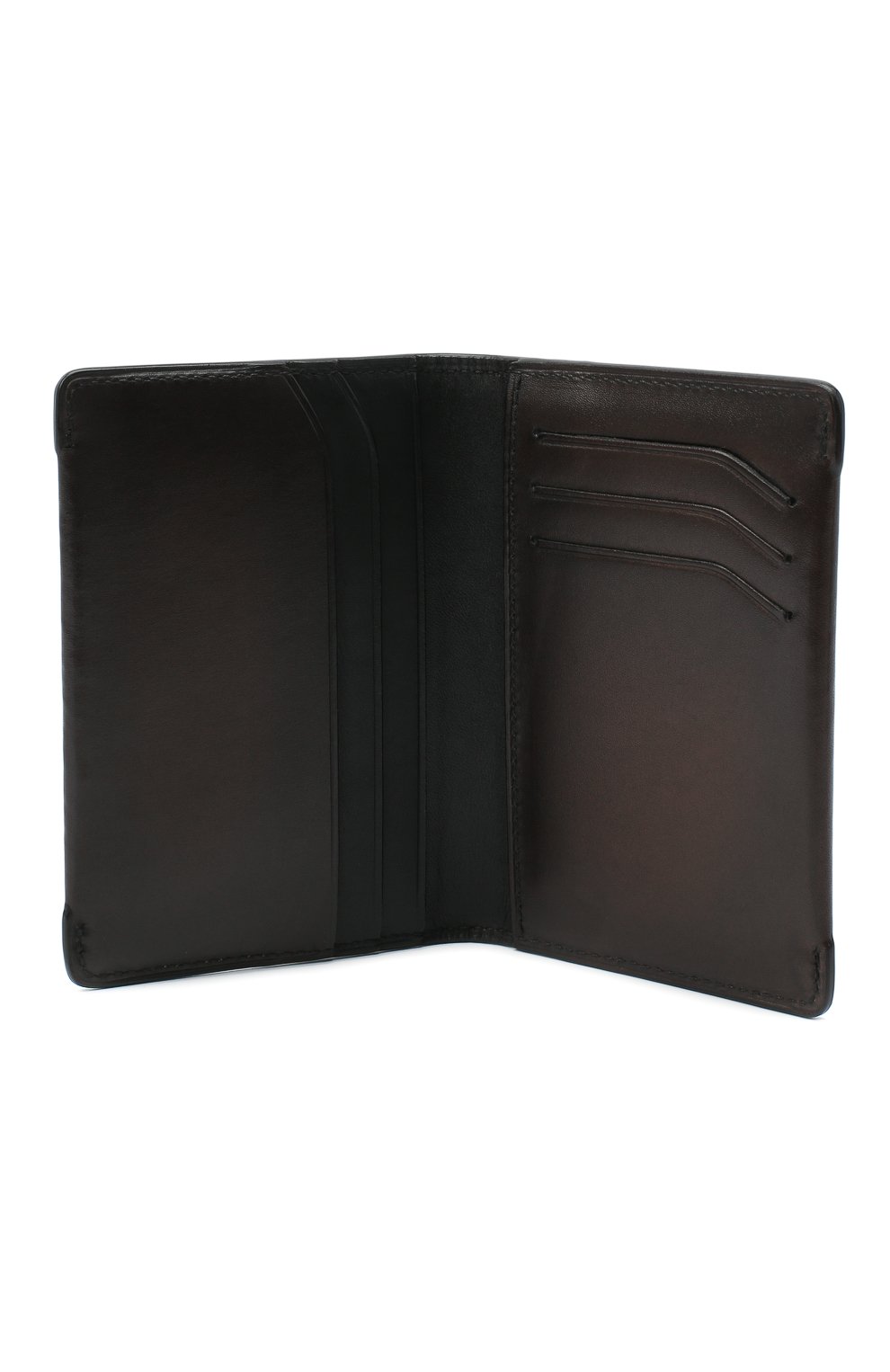 Мужской кожаный футляр для кредитных карт BERLUTI темно-коричневого цвета, арт. N211842 | Фото 3 (Материал: Натуральная кожа; Материал сплава: Проставлено; Нос: Не п роставлено)