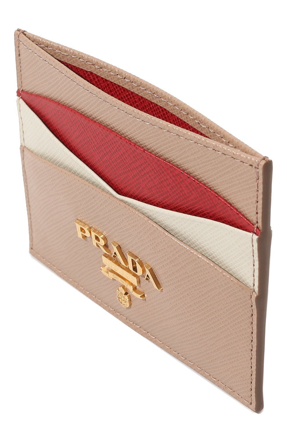 Женский кожаный футляр для кредитных карт PRADA бежевого цвета, арт. 1MC025-ZLP-F0KNX | Фото 3 (Материал: Натуральная кожа)