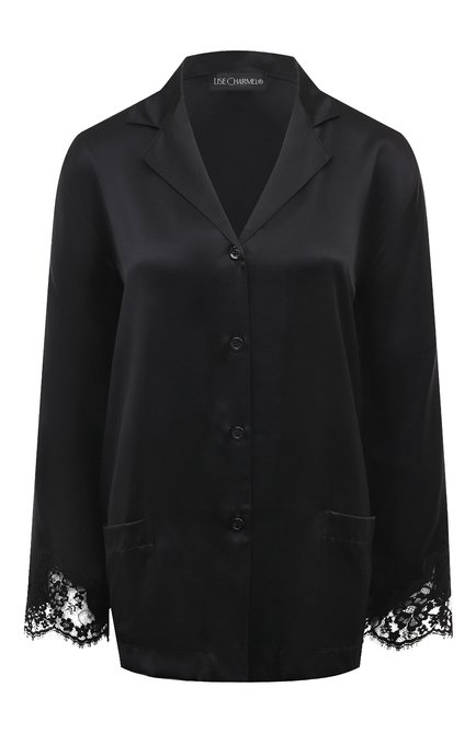 Женская шелковая блузка LISE CHARMEL черного цвета, арт. ALC3480 | Фото 1 (Материал сплава: Проставлено; Материал внешний: Шелк; Нос: Не проставлено)