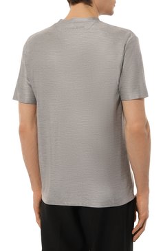 Мужская шелковая футболка STEFANO RICCI серого цвета, арт. MNH3102170/K0002N | Фото 4 (Материал внешний: Шелк; Принт: Без принта; Рукава: Короткие; Длина (для топов): Стандартные; Стили: Кэжуэл)