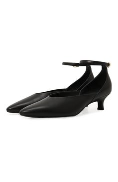 Женские кожаные туфли d'orsay CO черного цвета, арт. 0317AGN | Фото 1 ( Каблук высота: Низкий; Материал внутренний: Натуральная кожа; Материал сплава: Проставлено; Подошва: Плоская; Каблук тип: Kitten heel; Драгоценные камни: Проставлено)