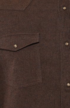 Мужская хлопковая рубашка GIAMPAOLO коричневого цвета, арт. WEST01/S39291 | Фото 5 (Воротник: Кент; Рукава: Длинные; Манжеты: На кнопках; Случай: Повседневный; Длина (для топов): Стандартные; Материал сплава: Проставлено; Материал внешний: Хлопок; Принт: Однотонные; Драгоценные камни: Проставлено; Стили: Кэжуэл)