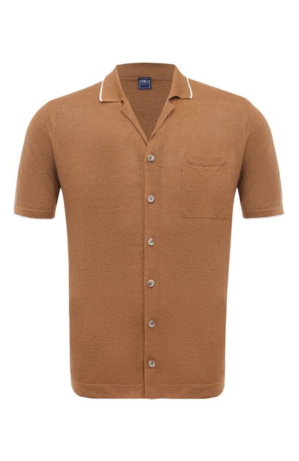Мужская рубашка изо льна и хлопка FEDELI бежевого цвета по цене 74750 руб., арт. 7UE05424 | Фото 1