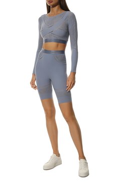 Женский топ WOLFORD голубого цвета, арт. 52963 | Фото 2 (Женское Кросс-КТ: Топ-спорт; Рукава: Длинные; Кросс-КТ: Спорт; Материал внешний: Синтетический материал; Стили: Спорт-шик; Длина (для топов): Укороченные)