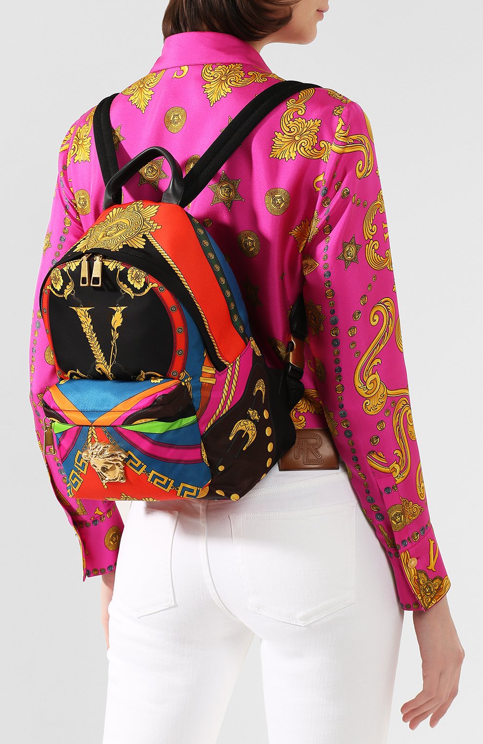 Женский рюкзак voyage barocco VERSACE разноцветного цвета, арт. DBFF360/D2NSC | Фото 2 (Размер: medium; Материал: Текстиль)