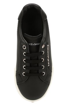 Мужского кожаные кеды DOLCE & GABBANA черного цвета, арт. DA0724/A3444/24-28 | Фото 4 (Мальчики Кросс-КТ: Обувь-низкие; Региональные ограничения белый список (Axapta Mercury): RU; Мальчики-школьная форма: Спортивная обувь)