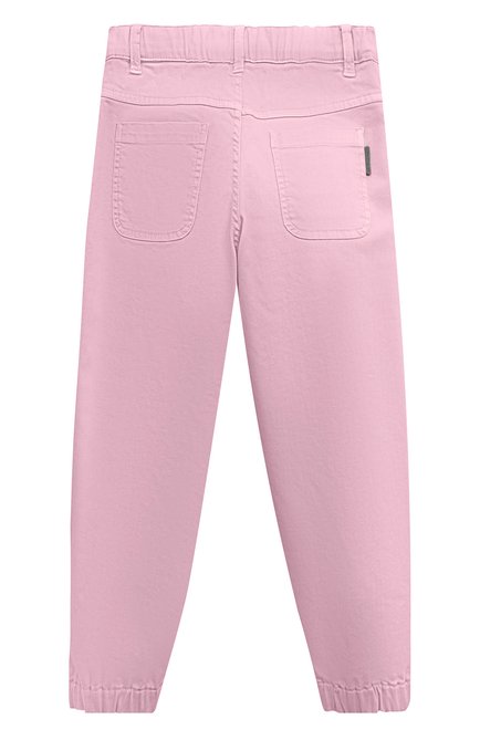 Детские джинсы BRUNELLO CUCINELLI розового цвета, арт. BA080P454C | Фото 2 (Материал внешний: Растительное волокно, Хлопок, Лиоцелл; Детали: Однотонный)