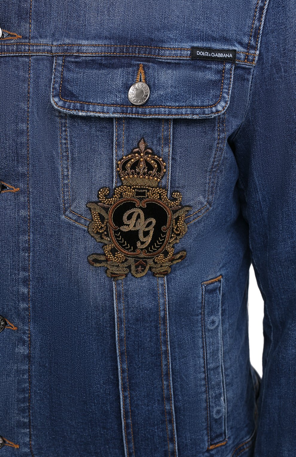 Мужская джинсовая куртка DOLCE & GABBANA темно-синего цвета, арт. G9JB5Z/G8CR9 | Фото 5 (Кросс-КТ: Куртка, Деним; Рукава: Длинные; Стили: Гранж; Материал внешний: Хлопок; Мужское Кросс-КТ: Верхняя одежда; Длина (верхняя одежда): Короткие)