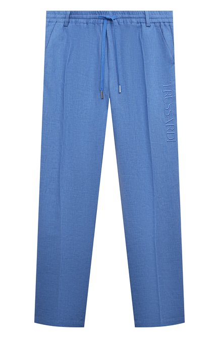 Детские льняные брюки TRUSSARDI JUNIOR синего цвета, арт. TBP24034PA | Фото 1 (Нос: Не проставлено; Материал внешний: Лен; Материал сплава: Проставлено)