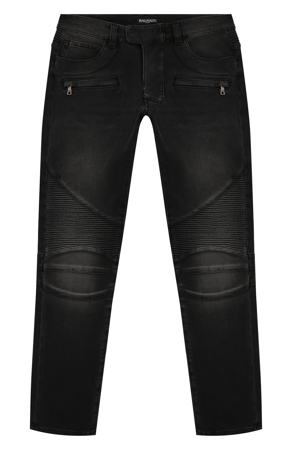 Детские джинсы с потертостями BALMAIN черного цвета, арт. 6L6550/LB020/12-16 | Фото 1 (Материал внешний: Хлопок; Статус проверки: Проверено, Проверена категория)