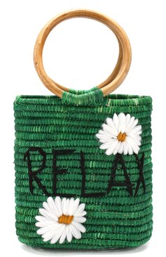 Женская сумка из рафии MANA SAINT TROPEZ зеленого цвета, арт. GREEN S0 BAG | Фото 1 (Материал: Растительное волокно; Размер: mini; Статус проверки: Проверена категория)