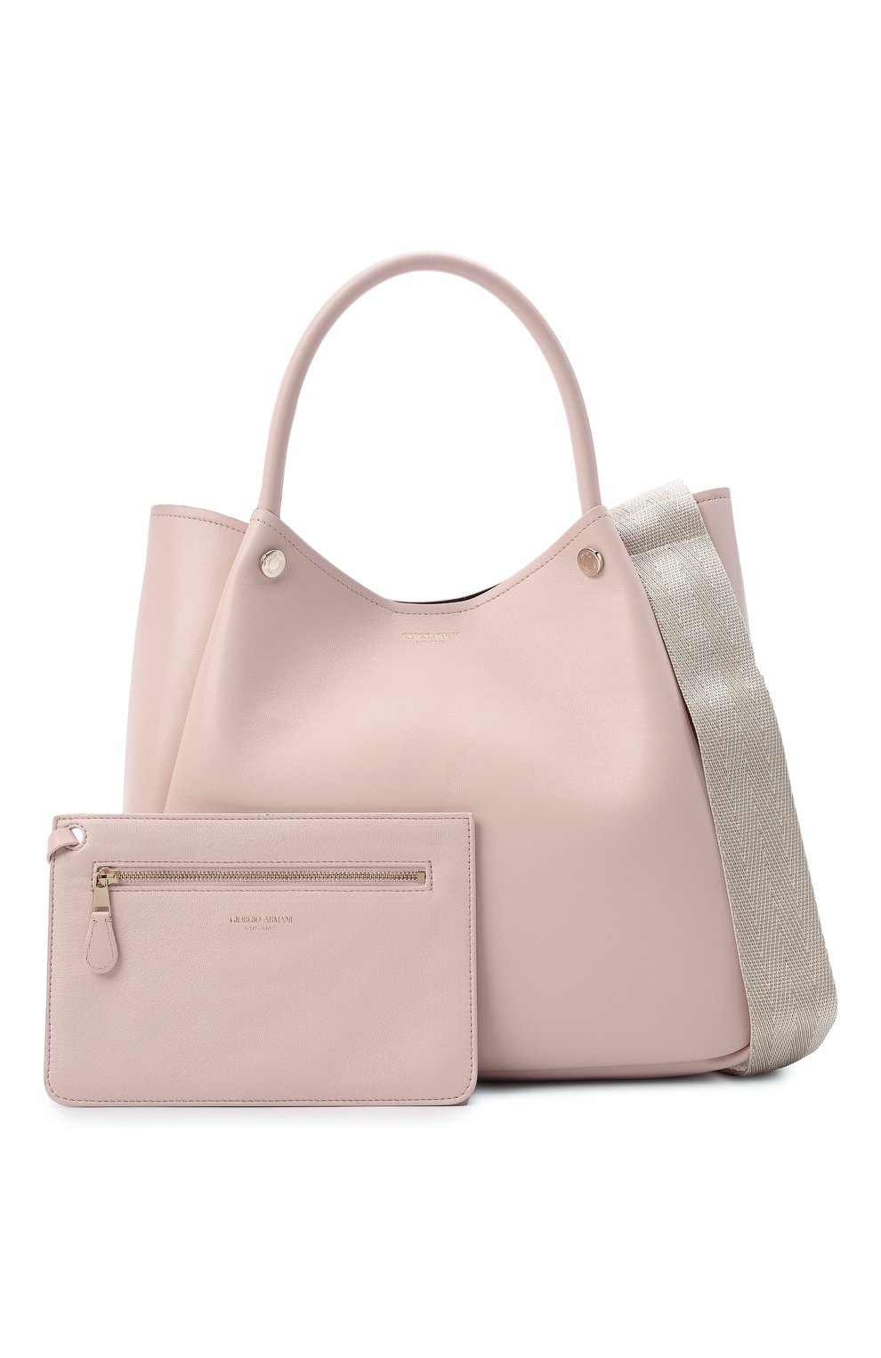 Женская сумка GIORGIO ARMANI светло-розового цвета, арт. Y1D179/YRD5A | Фото 6 (Сумки-технические: Сумки top-handle; Размер: medium; Материал: Натуральная кожа)