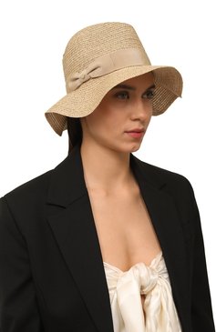 Женская шляпа INVERNI бежевого цвета, арт. 5590 CC | Фото 2 (Материал: Текстиль, Растительное волокно; Материал сплава: Проставлено; Нос: Не проставлено)