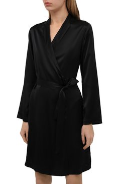 Женский шелковый халат LA PERLA черного цвета, арт. 0020293/C0 | Фото 3 (Материал внешний: Шелк)