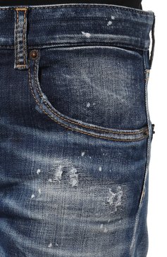 Женские джинсы DSQUARED2 синего цвета, арт. S72LB0688/S30342 | Фото 5 (Кросс-КТ: Деним; Длина (брюки, джинсы): Стандартные; Стили: Гранж; Материал сплава: Проставлено; Материал внешний: Хлопок, Деним; Силуэт Ж (брюки и джинсы): Слим; Драгоценные камни: Проставлено)