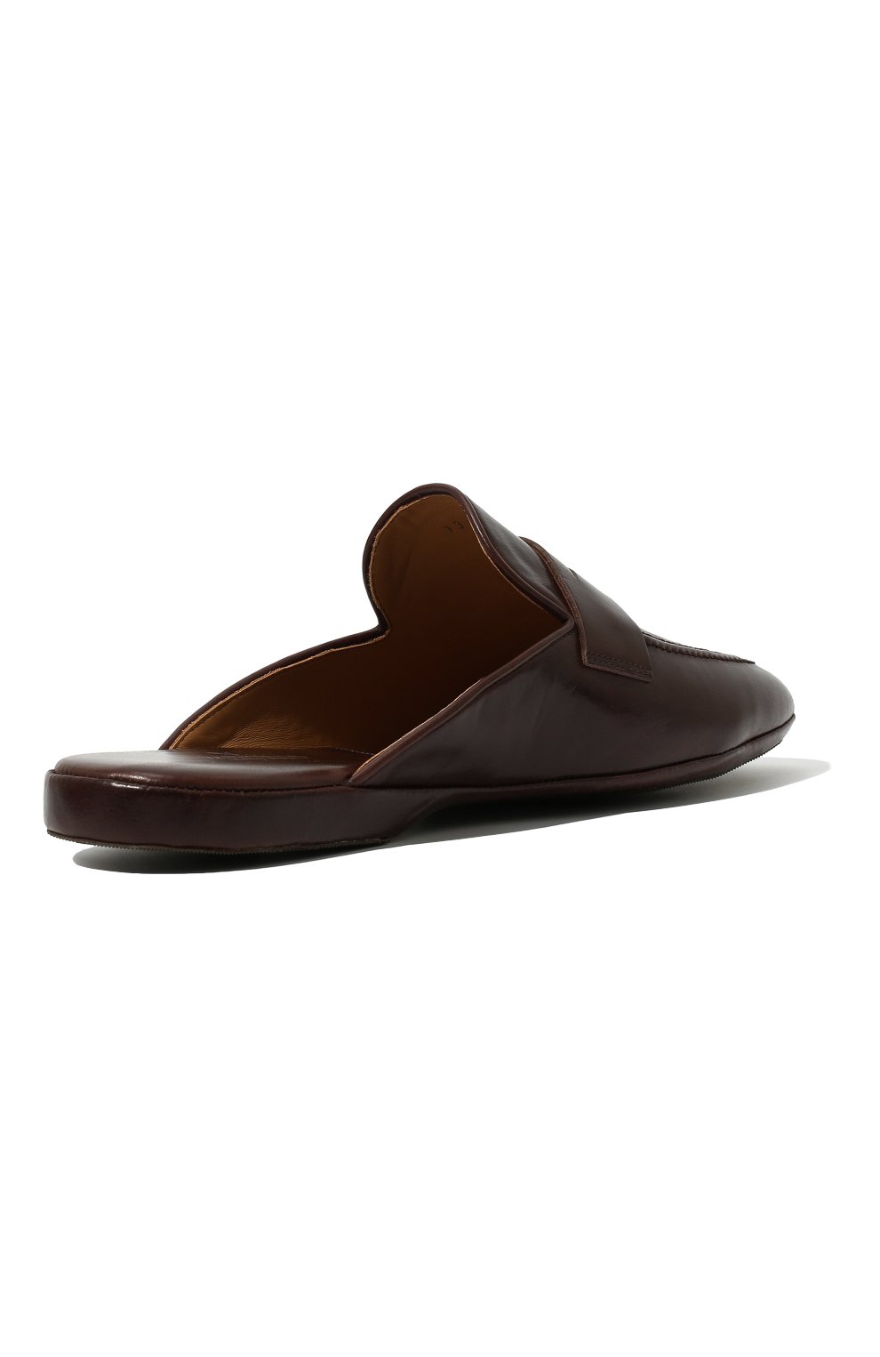 Мужского кожаные домашние туфли FARFALLA темно-коричневого цвета, арт. G13 | Фото 5 (Материал внутренний: Натуральная кожа; Мужское Кросс-КТ: тапочки-обувь)