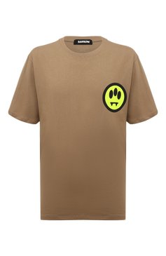 Мужская хлопковая футболка BARROW бежевого цвета, арт. F3BWMATH145 | Фото 1 (Рукава: Короткие; Длина (для топов): Стандартные; Принт: С принтом; Материал сплава: Проставлено; Материал внешний: Хлопок; Драгоценные камни: Проставлено; Стили: Кэжуэл)
