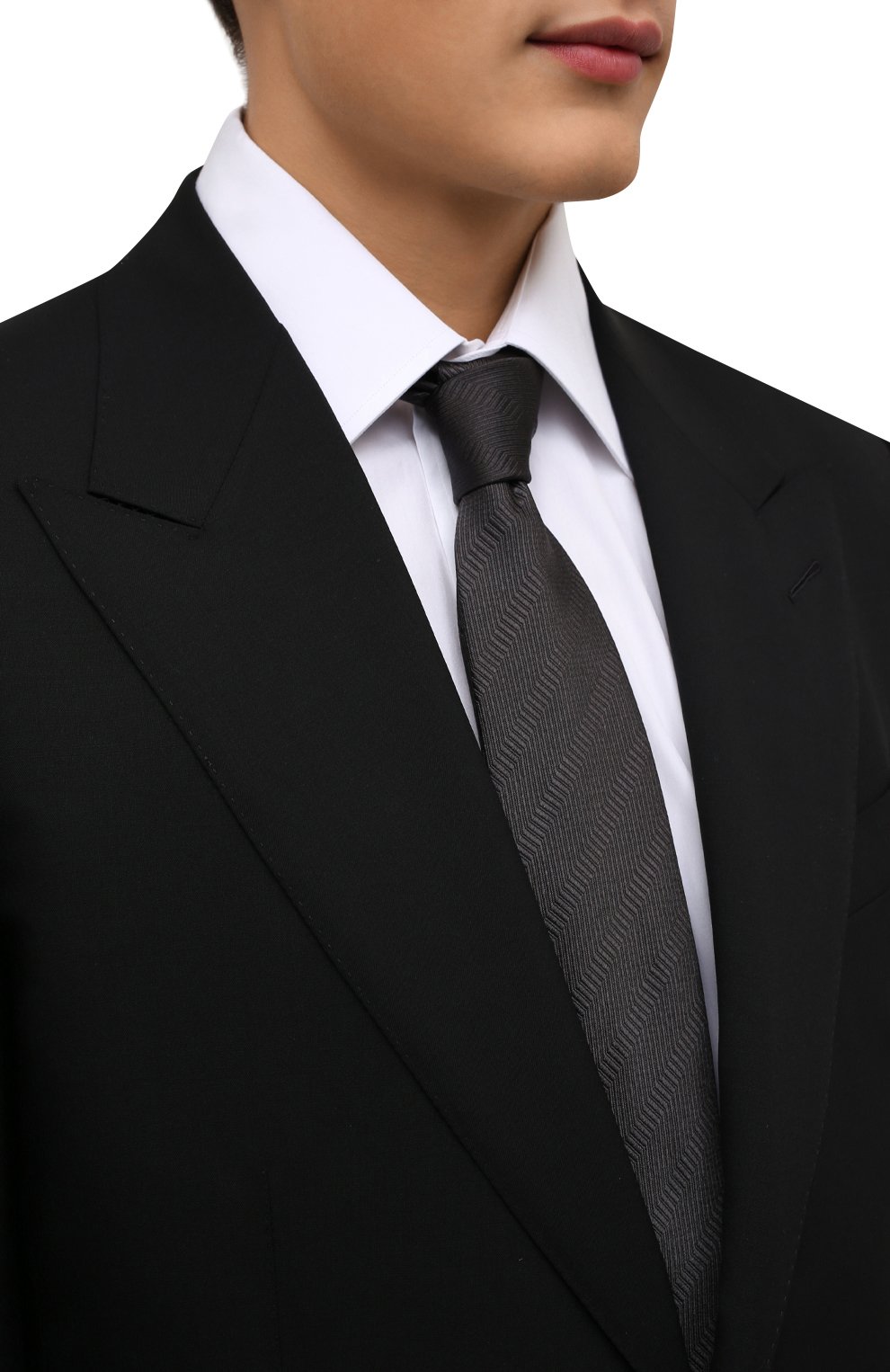 Мужской шелковый галстук BRIONI темно-зеленого цвета, арт. 062H00/01442 | Фото 2 (Материал: Текстиль, Шелк; Принт: Без принта; Материал сплава: Проставлено; Нос: Не проставлено)