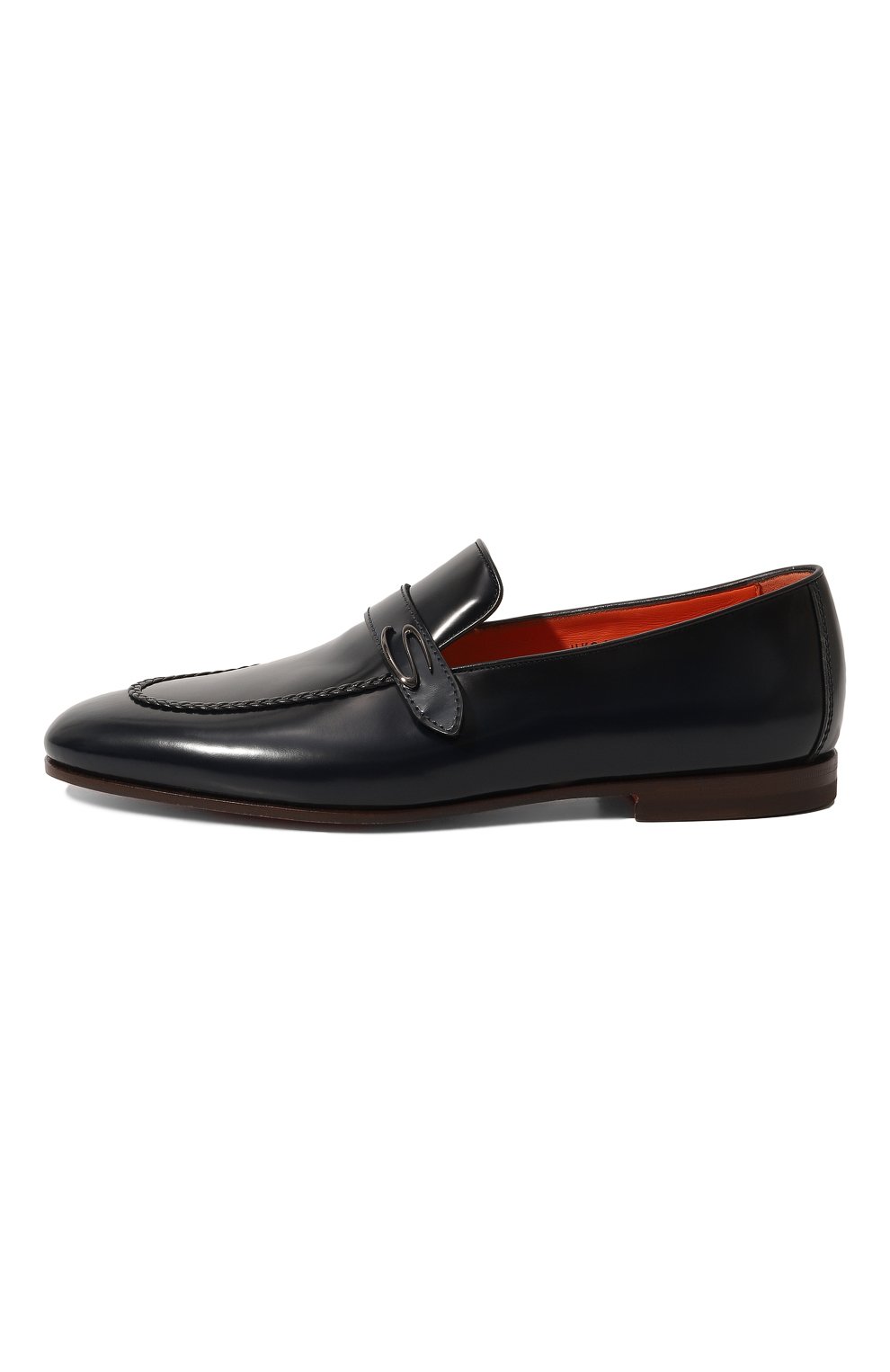 Мужские кожаные лоферы SANTONI темно-синего цвета, арт. MCNG18457SA4BP0HU59 | Фото 4 (Материал внутренний: Натуральная кожа; Стили: Классический)