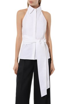 Женская хлопковая блузка LA NEIGE белого цвета, арт. #COL-23-NS | Фото 3 (Принт: Без принта; Длина (для топов): Стандартные; Материал сплава: Проставлено; Материал внешний: Хлопок; Драгоценные камни: Проставлено; Женское Кросс-КТ: Блуза-одежда; Стили: Кэжуэл)