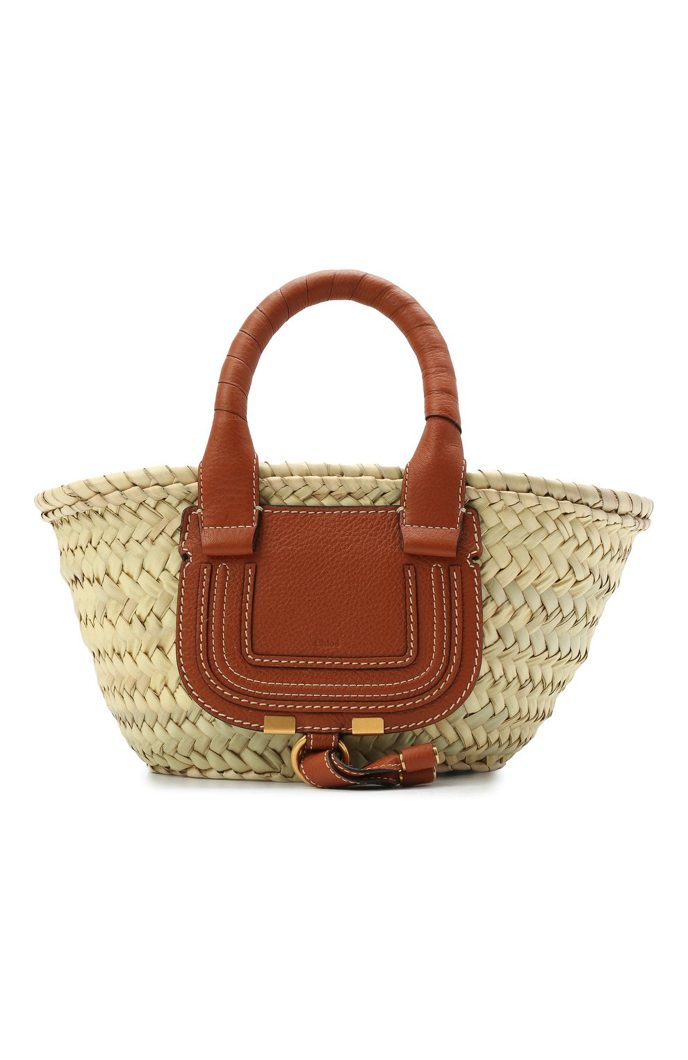 Женский сумка marcie small CHLOÉ коричневого цвета, арт. CHC21US832C97 | Фото 1 (Сумки-технические: Сумки-шопперы; Материал: Растительное волокно; Размер: small)