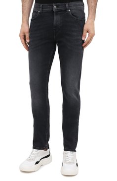 Мужские джинсы 7 FOR ALL MANKIND черного цвета, арт. JSD4B190VB | Фото 3 (Силуэт М (брюки): Прямые; Кросс-КТ: Деним; Длина (брюки, джинсы): Стандартные; Стили: Гранж; Материал внешний: Хлопок)