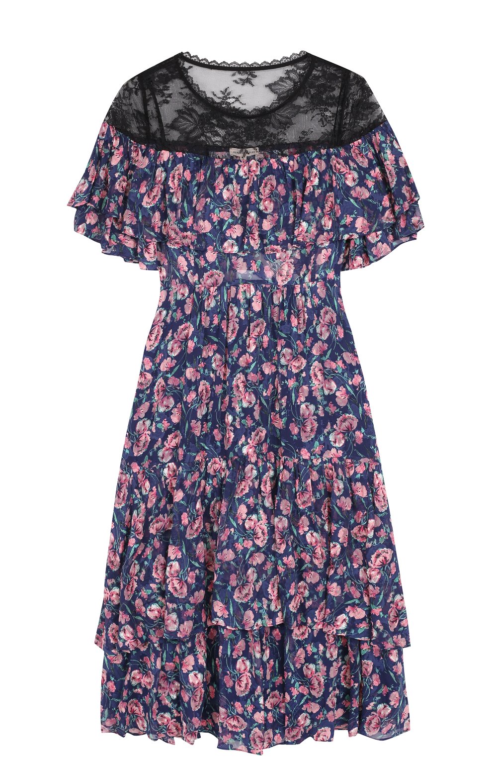 Приталенное платье-миди с цветочным принтом и оборками Rebecca Taylor