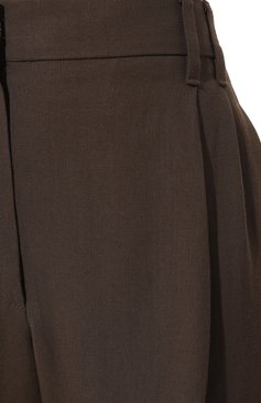 Женские брюки из вискозы и льна BRUNELLO CUCINELLI темно-коричневого цвета, арт. MH126P8292 | Фото 5 (Длина (брюки, джинсы): Стандартные; Женское Кросс-КТ: Брюки-одежда; Силуэт Ж (брюки и джинсы): Прямые; Материал сплава: Проставлено; Материал внешний: Вискоза; Драгоценные камни: Проставлено; Стили: Кэжуэл)