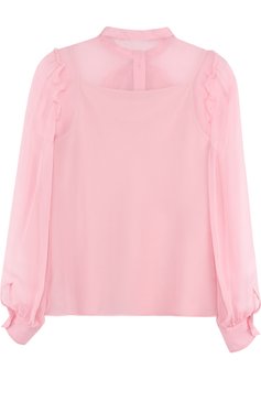 Детское шелковая блуза с воротником аскот DOLCE & GABBANA светло-розового цвета, арт. L53S65/FU1HW/8-14 | Фото 2 (Материал внешний: Шелк; Рукава: Длинные; Статус проверки: Проверено, Проверена категория)