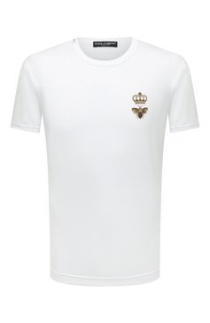 Мужская хлопковая футболка DOLCE & GABBANA белого цвета, арт. G8PV1Z/G7WUQ | Фото 1 (Принт: Без принта; Рукава: Короткие; Длина (для топов): Стандартные; Материал внешний: Хлопок; Стили: Кэжуэл)