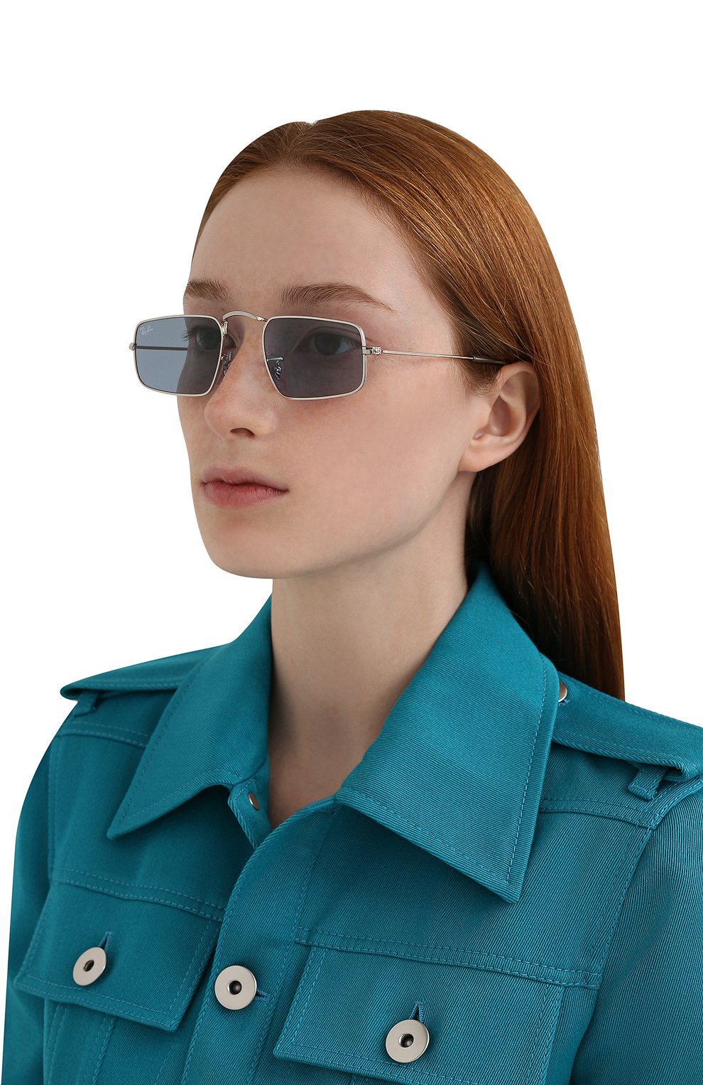 Женские солнцезащитные очки RAY-BAN голубого цвета, арт. 3957-003/56 | Фото 2 (Кросс-КТ: С/з-унисекс; Тип очков: С/з; Оптика Гендер: оптика-унисекс; Очки форма: Узкие)