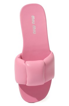 Женские кожаные шлепанцы MIU MIU розового цвета, арт. 5XX546-LYB-F0638-005 | Фото 6 (Подошва: Плоская)