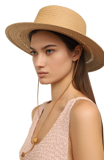 Женская шляпа MELISSA ODABASH бежевого цвета, арт. GISELE | Фото 2 (Материал: Растительное волокно; Нос: Не проставлено; Материал сплава: Проставлено)