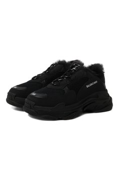 Мужские комбинированные кроссовки triple s BALENCIAGA черного цвета, арт. 668563W3CQ5 | Фото 1 (Материал внешний: Экокожа, Текстиль; Материал утеплителя: Экомех; Стили: Классический)