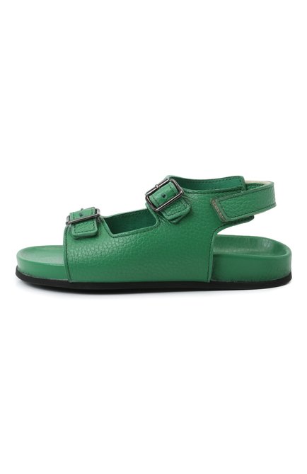 Детские кожаные сандалии GALLUCCI зеленого цвета, арт. T10030AM/SA T G0M D0L | Фото 2 (Материал внешний: Кожа; Материал внутренний: Натуральная кожа)