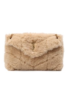 Женская сумка puffer small SAINT LAURENT бежевого цвета, арт. 577476/28B17 | Фото 1 (Материал: Натуральный мех; Сумки-технические: Сумки через плечо; Ремень/цепочка: На ремешке; Размер: small)