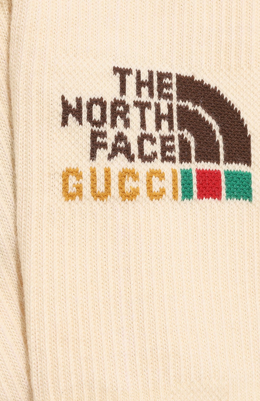 Женские хлопковые носки the north face x gucci GUCCI кремвого цвета, арт. 652043 4G492 | Фото 2 (Материал внешний: Хлопок)