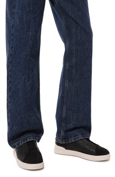 Мужские кожаные кеды triple stitch ZEGNA темно-синего цвета, арт. S4667Z-LHRHS | Фото 3 (Материал внутренний: Натуральная кожа; Стили: Классический; Материал утеплителя: Без утеплителя; Подошва: Плоская)