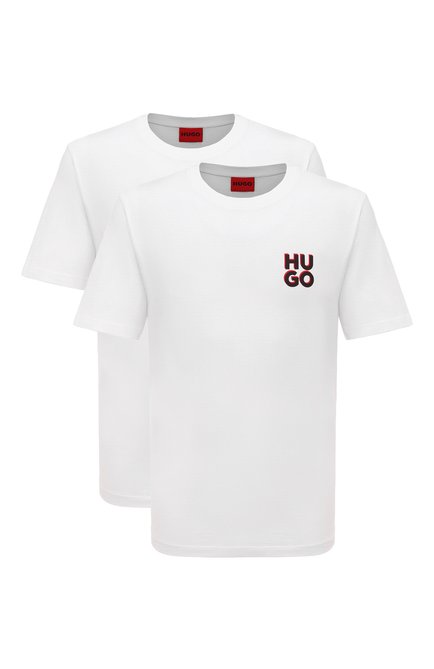 Мужская комплект из двух футболок HUGO белого цвета по цене 10500 руб., арт. 50492550 | Фото 1