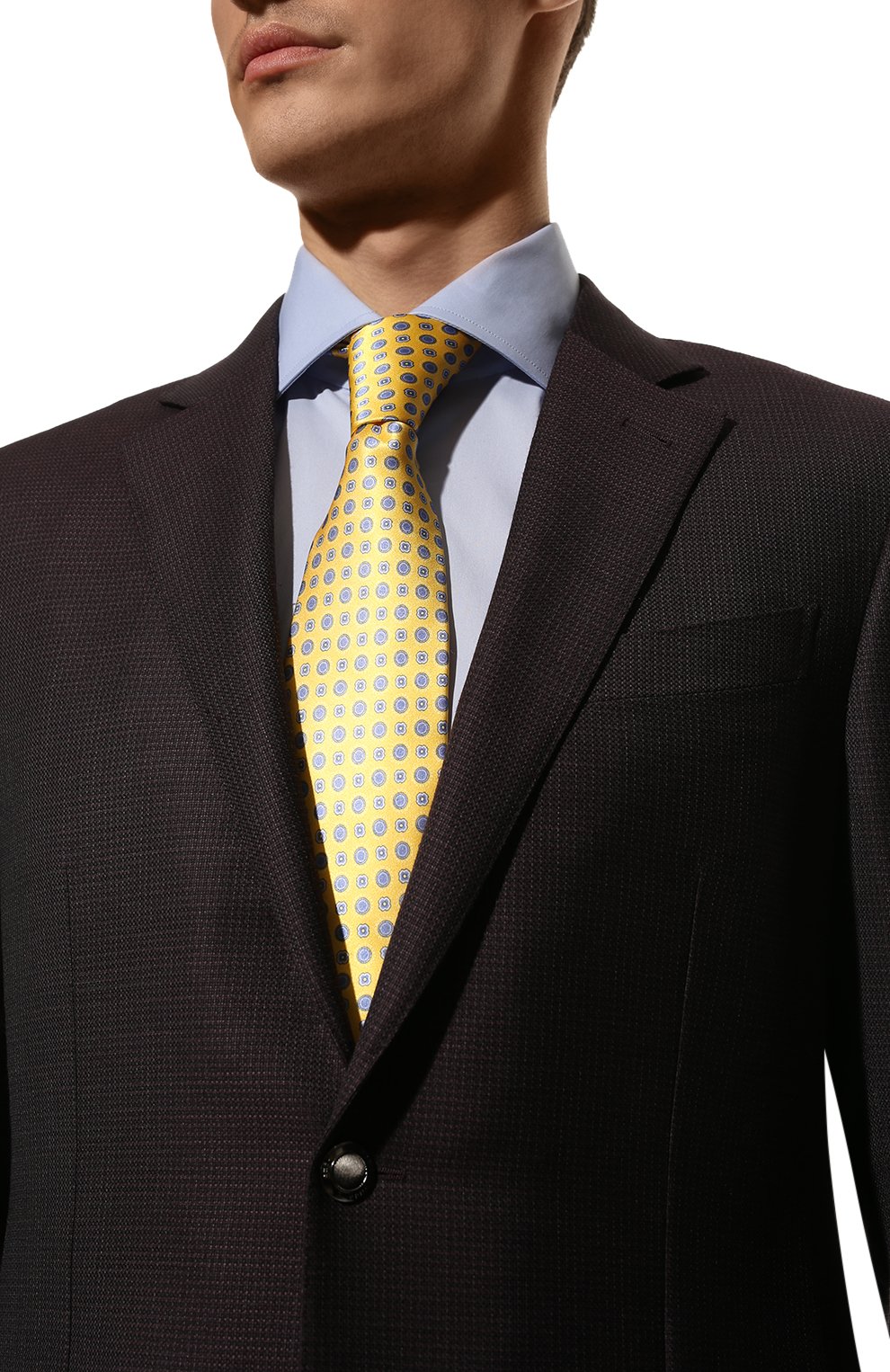 Мужской шелковый галстук CORNELIANI желтого цвета, арт. 89U302-2120326/00 | Фото 2 (Принт: С принтом; Материал: Текстиль, Шелк)