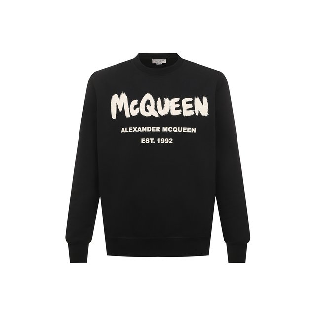 Хлопковый свитшот Alexander McQueen черного цвета