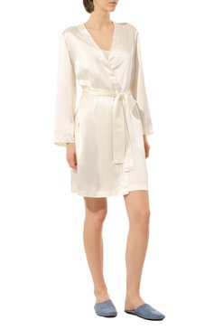 Женский шелковый халат LUNA DI SETA белого цвета, арт. VLST08009 | Фото 2 (Материал внешний: Шелк)
